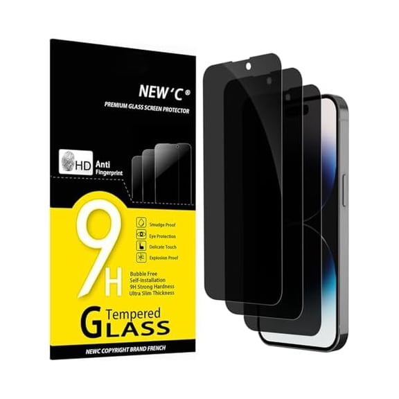 lulufa 3 Pack Privacy Screen Protector for iPhone 14 Pro (6.1"), Enhanced 28-Degree Privacy Angle, Ultra Durable 9H Hardness, Bubble-Free