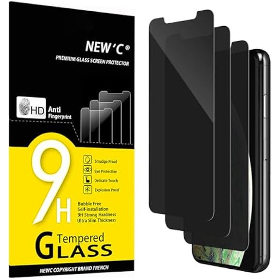 lulufa 3 Pack Privacy Screen Protector for iPhone 11 Pro Max, iPhone XS Max (6.7"), Balanced 35-Degree Privacy Angle with Eye Protection, Ultra Durable 9H Hardness, Bubble-Free