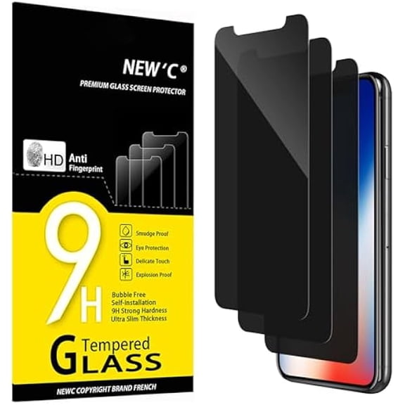 lulufa 3 Pack Privacy Screen Protector for iPhone 11 Pro, iPhone X, iPhone XS (5.8"), Balanced 35-Degree Privacy Angle with Eye Protection, Ultra Durable 9H Hardness, Bubble-Free