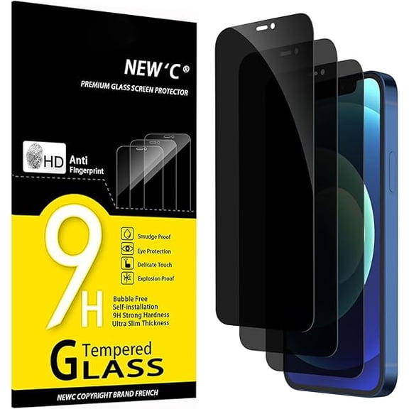 lulufa 3 Pack Privacy Screen Protector for iPhone 12,iPhone 12 Pro (6.1"), Balanced 35-Degree Privacy Angle with Eye Protection, Ultra Durable 9H Hardness, Bubble-Free
