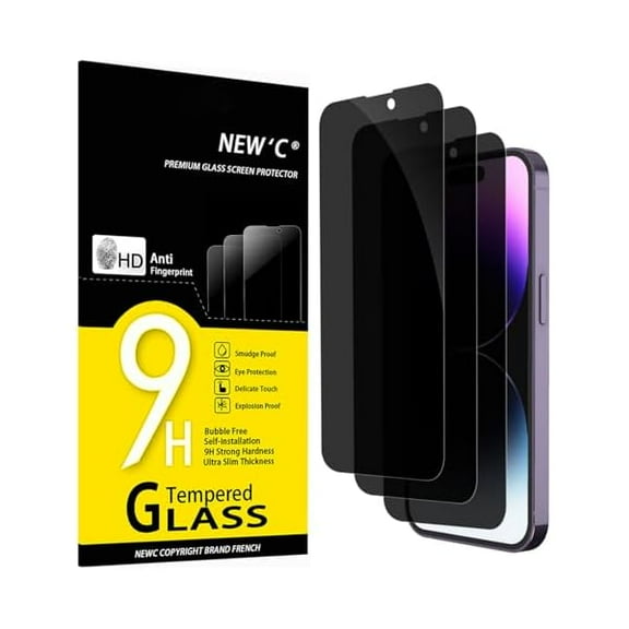 lulufa 3 Pack Privacy Screen Protector for iPhone 14 Pro (6.1"), Balanced 35-Degree Privacy Angle with Eye Protection, Ultra Durable 9H Hardness, Bubble-Free