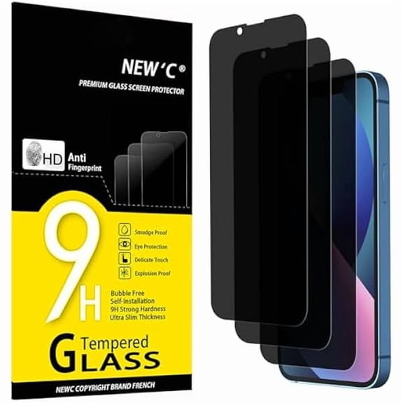 lulufa 3 Pack Privacy Screen Protector for iPhone 14, iPhone 13/13 Pro (6.1 Inches), Balanced 35-Degree Privacy Angle with Eye Protection, Ultra Durable 9H Hardness, Bubble-Free