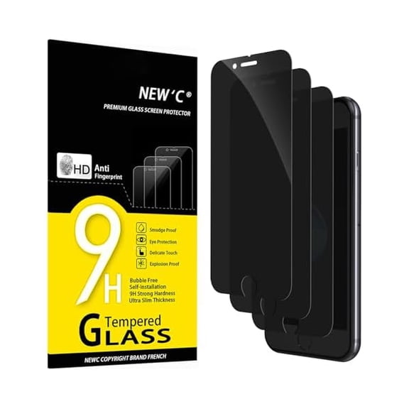 lulufa 3 Pack Privacy Screen Protector for iPhone 8, iPhone 7, Balanced 35-Degree Privacy Angle with Eye Protection, Ultra Durable 9H Hardness, Bubble-Free