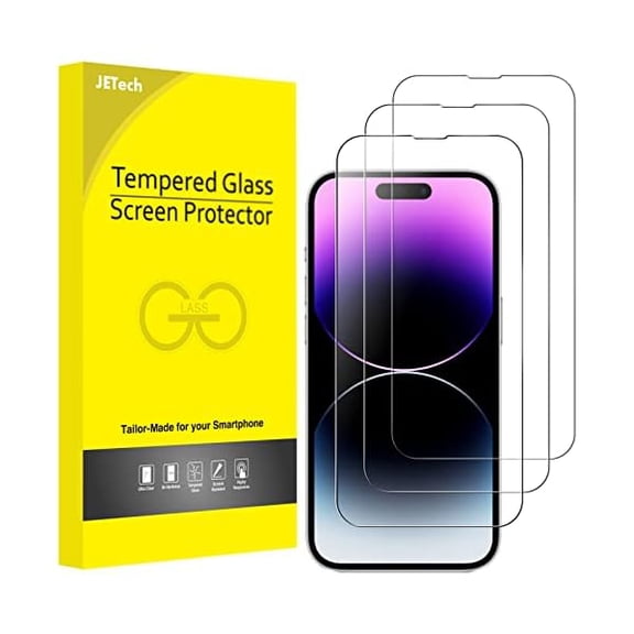 lulufa Full Coverage Screen Protector for iPhone 14 Pro 6.1-Inch, 9H Tempered Glass Film Case-Friendly, HD Clear, 3-Pack
