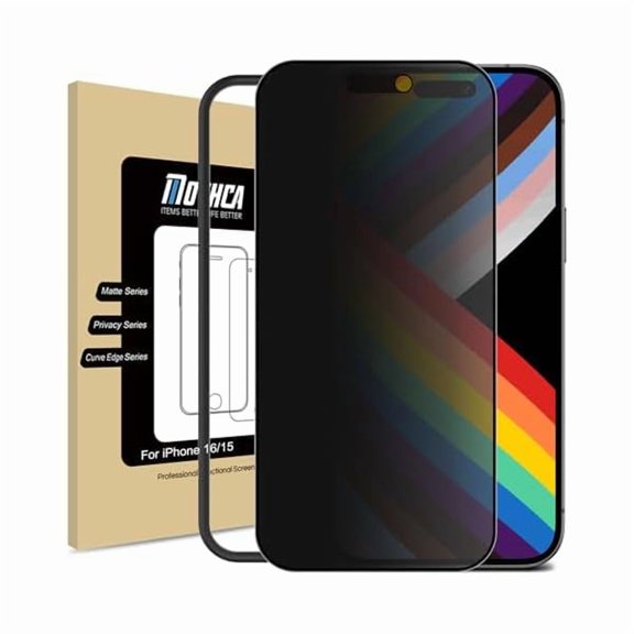 lulufa Matte Privacy Screen Protector for iPhone 16 / iPhone 15 [6.1 inch] with Easy Installation Tool, Anti Spy Anti Glare Full Coverage Tempered Glass Film, Anti-Fingerprint, Smooth as Silulufa