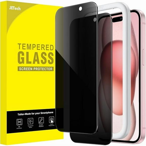 lulufa Privacy Screen Protector for iPhone 15 6.1-Inch, Anti-Spy Tempered Glass Film with Easy Installation Tool, 2-Pack
