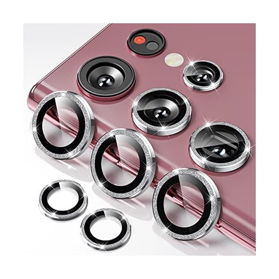 lulufa for Samsung Galaxy S22 Ultra Camera Lens Protector, Case-Friendly, 9H Tempered Glass Anti-Scratch, Space Titanium Military-Grade Protection Circle, Removal Tool (Gllitter)