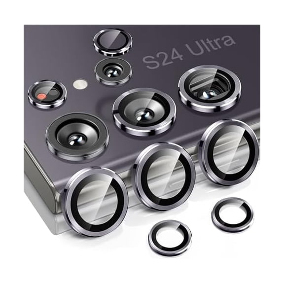 lulufa for Samsung Galaxy S24 Ultra Camera Lens Protector, Case-Friendly, Ultra-HD 9H Tempered Glass Screen Protector, Anti-Scratch, Space Titanium Military-Grade Drop Protection, Titanium Violet