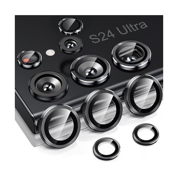 lulufa for Samsung Galaxy S24 Ultra Camera Lens Protector, Case-Friendly, Ultra-HD 9H Tempered Glass Screen Protector, Anti-Scratch, Space Titanium Military-Grade Drop Protection, Titanium Black