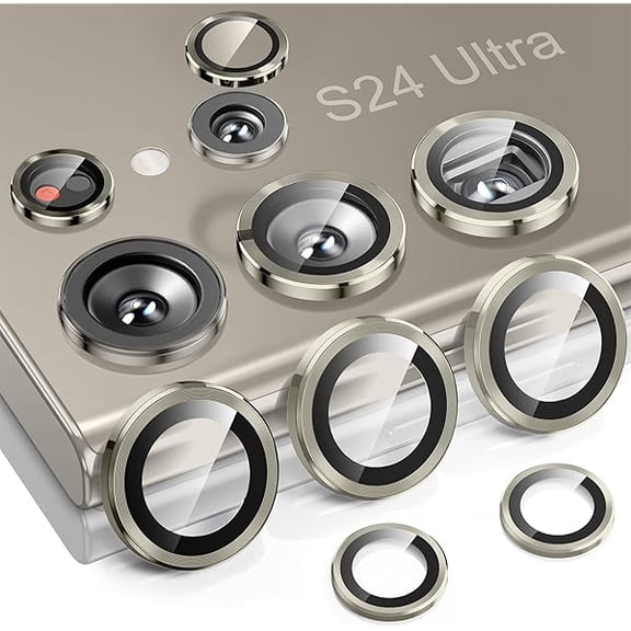 lulufa for Samsung Galaxy S24 Ultra Camera Lens Protector, Case-Friendly, Ultra-HD 9H Tempered Glass Screen Protector, Anti-Scratch, Space Titanium Military-Grade Drop Protection, Titanium Gray