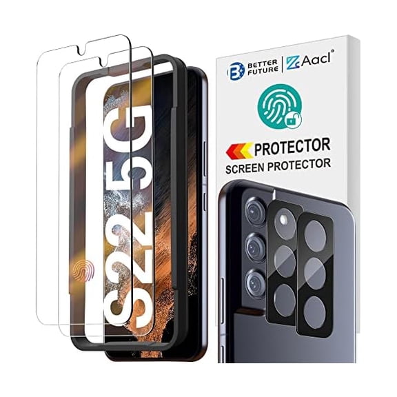 lulufa Screen Protector Compatible With Samsung Galaxy S22 Tempered Glass Film [Anti Scratch ][Bubble Free] [9H Hardness] [With Easy Installation Frame]