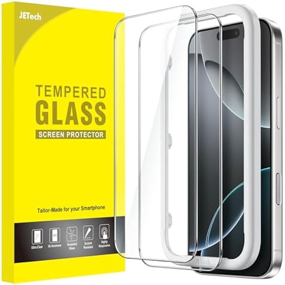 lulufa Screen Protector for iPhone 16 Pro 6.3-Inch, Tempered Glass Film with Easy Installation Tool, Case-Friendly, HD Clear, 2-Pack