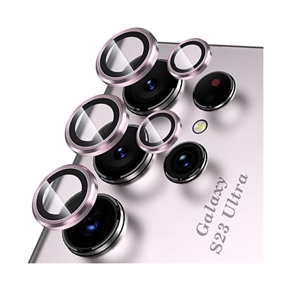 lulufa for Samsung Galaxy S23 Ultra Camera Lens Protector, Tempered Glass Screen Protector Individual Metal Ring Cover Accessories, 1 Set (Lavender)