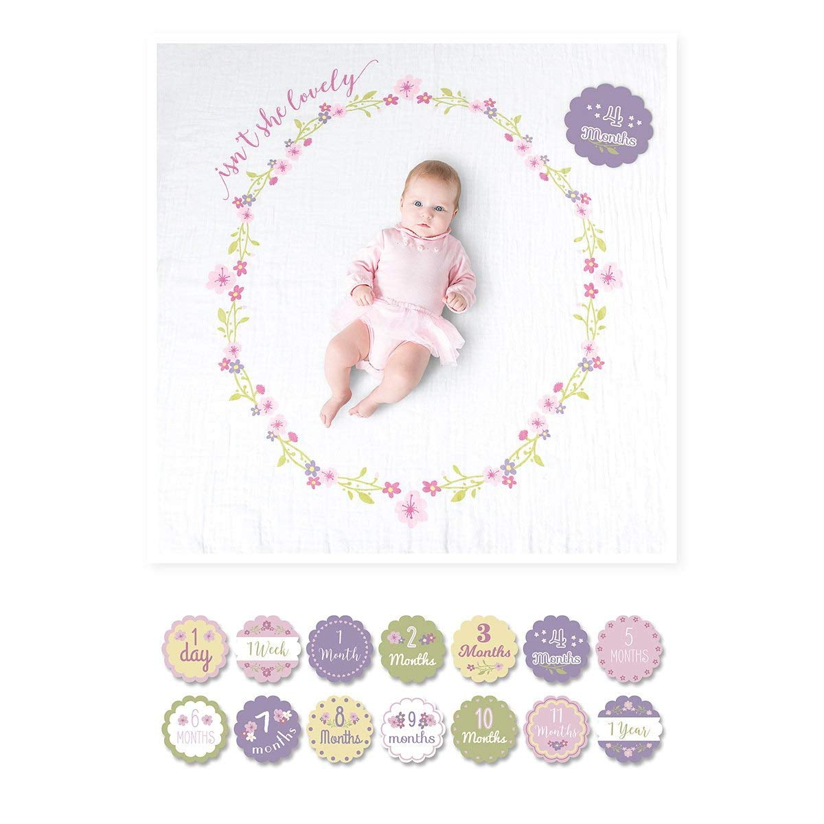 lulujo Baby's First Year Milestone Blanket & Cards Set - Isn't She Lovely