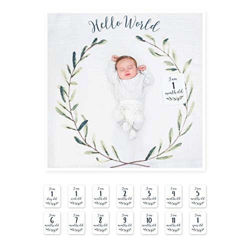 Baby milestone online cards and blanket