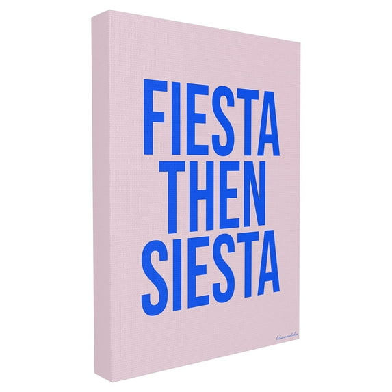 lulusimonSTUDIO Purple and Blue Fiesta Then Siesta Typography XXL Stretched Canvas Wall Art, 30 x 1.5 x 40