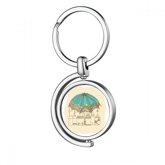 lumbrella house star rain rotating keychain metal keyring holder