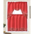 thumbnail image 1 of lume D' Home 3pc Kitchen Curtain Set 2 panels 36"L × 30"W + 1 Valance 36" × 30" (Poinsettia Flower), 1 of 1