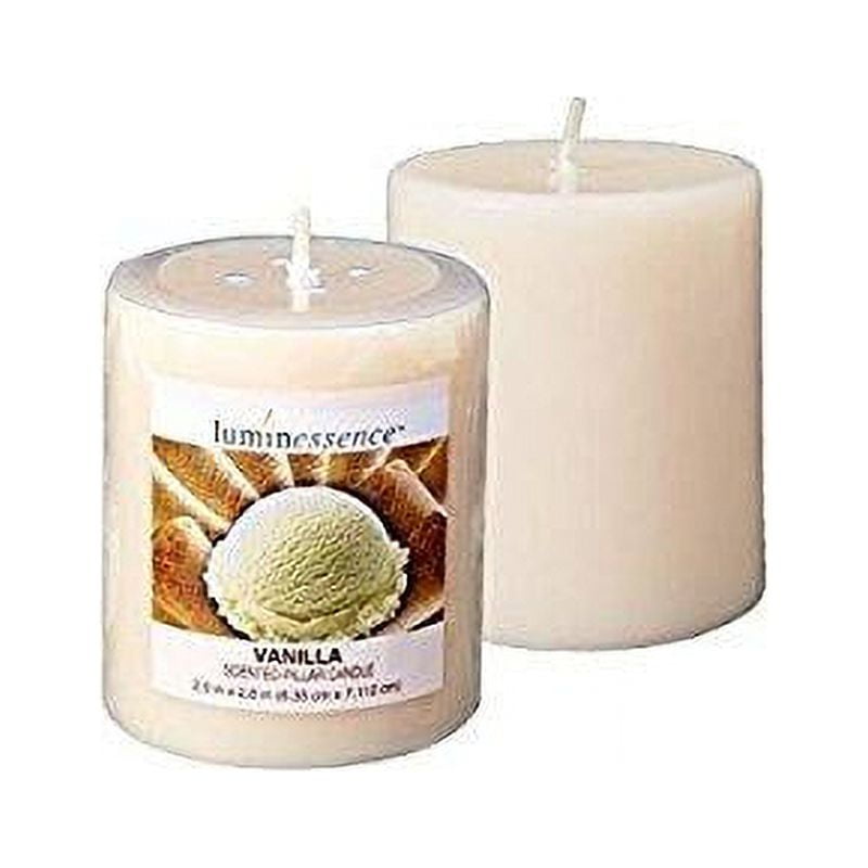 luminessence vanilla scented pillar candle