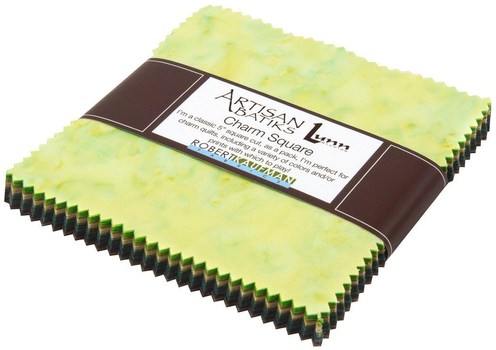 lunn studios prisma dyes rainforest batiks precut 5-inch charm pack cotton fabric quilting squares assortment robert kaufman chs-270-42