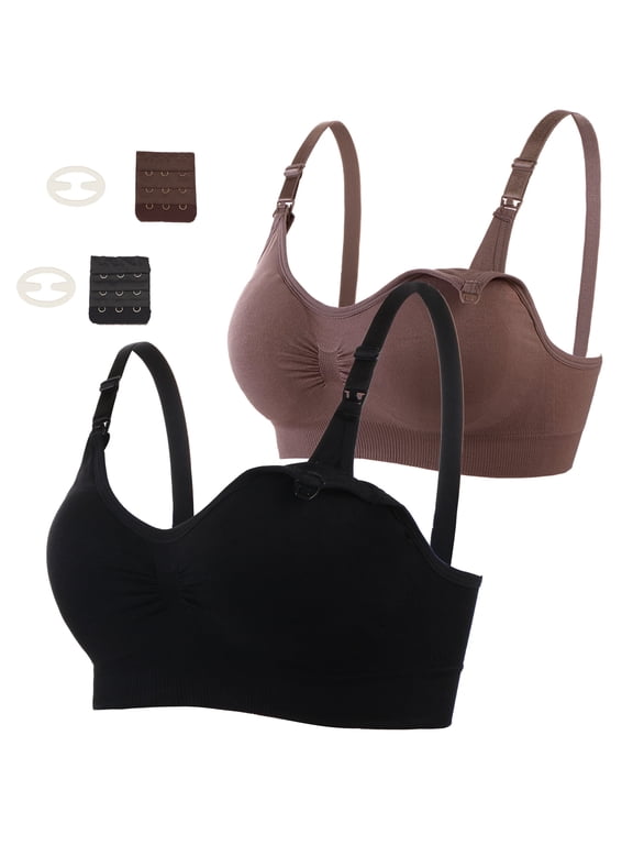 2Pcs Nursing Bra for Breastfeeding Comfortable Maternity Bras for Womens, Seamless Wireless Bras Women Sleep Bralette M