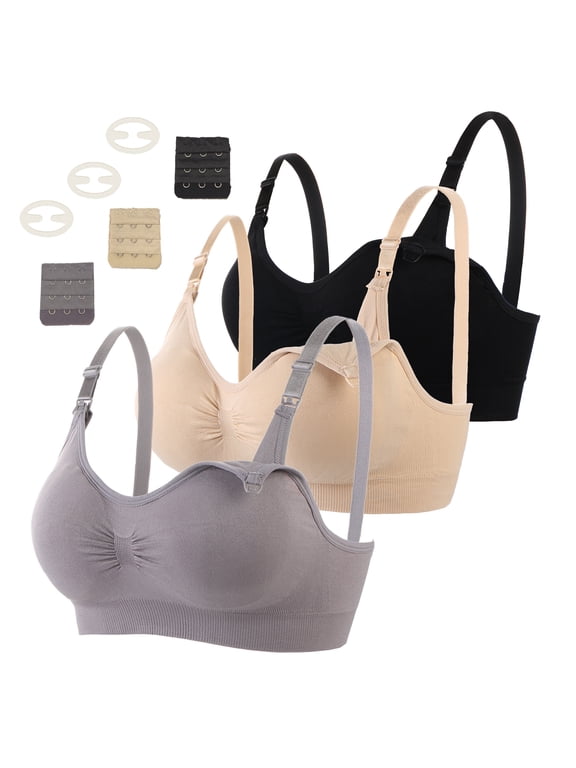 3Pcs Nursing Bra for Breastfeeding Comfortable Maternity Bras for Womens, Seamless Wireless Bras Women Sleep Bralette (M)