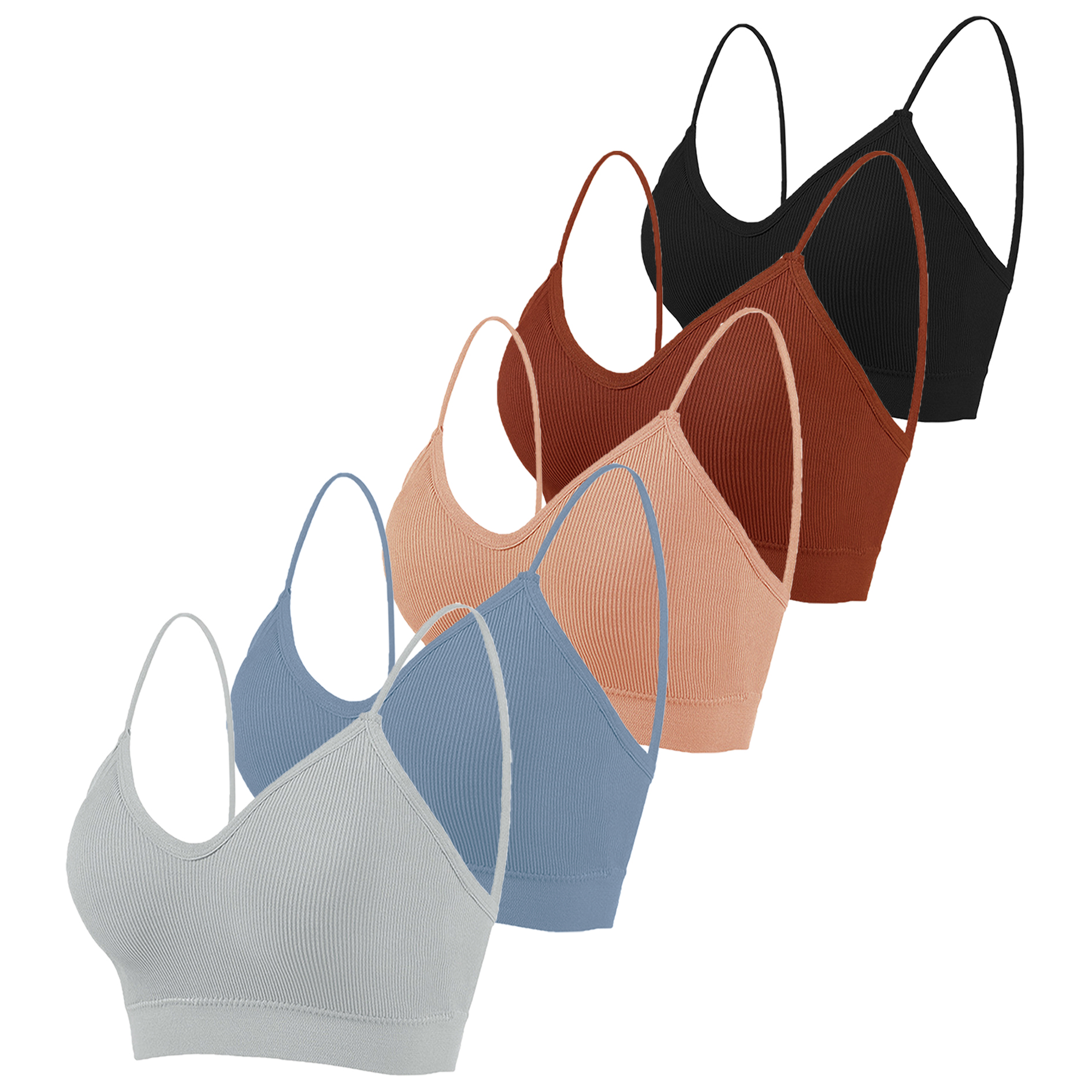 Deago 5 Pieces Lace Bralettes for Women Lace Bandeau Bra with Straps and Removable Pads (Multi