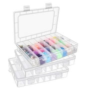 luopital Clear Plastic 24 Grids Beads Storage Container for DIY Jewelry Tackles, 3 Pack