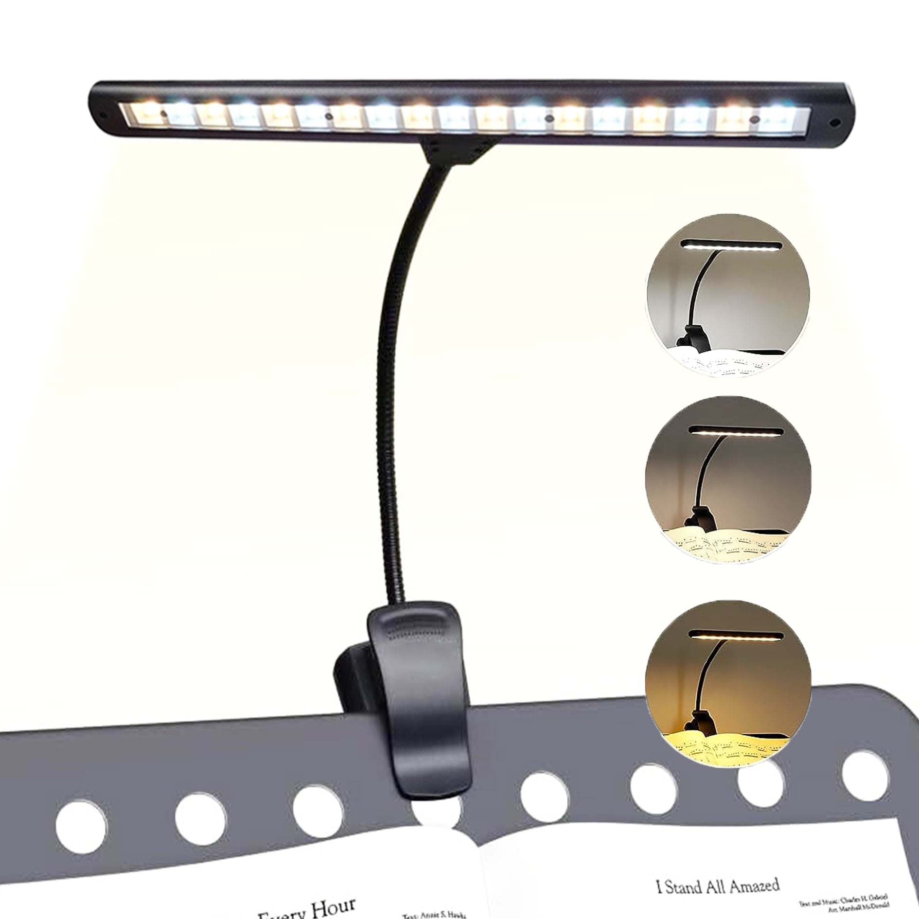 luopital Rechargeable Music Stand Light Extra Wide Bright Clip On