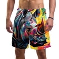 thumbnail image 1 of luoweisi Men's Beach Shorts Quick Dry Swim Trunks with Mesh Lining Abstract Rhinoceros 2XL, 1 of 5