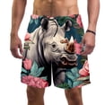 thumbnail image 1 of luoweisi Men's Beach Shorts Quick Dry Swim Trunks with Mesh Lining Abstract Rhinoceros 2XL, 1 of 5