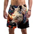 thumbnail image 1 of luoweisi Men's Beach Shorts Quick Dry Swim Trunks with Mesh Lining Abstract Rhinoceros 2XL, 1 of 5