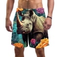 thumbnail image 1 of luoweisi Men's Beach Shorts Quick Dry Swim Trunks with Mesh Lining Abstract Rhinoceros L, 1 of 5