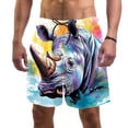thumbnail image 1 of luoweisi Men's Beach Shorts Quick Dry Swim Trunks with Mesh Lining Abstract Rhinoceros L, 1 of 5