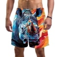 thumbnail image 1 of luoweisi Men's Beach Shorts Quick Dry Swim Trunks with Mesh Lining Abstract Rhinoceros L, 1 of 5