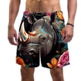thumbnail image 1 of luoweisi Men's Beach Shorts Quick Dry Swim Trunks with Mesh Lining Abstract Rhinoceros L, 1 of 5