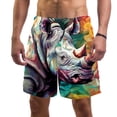 thumbnail image 1 of luoweisi Men's Beach Shorts Quick Dry Swim Trunks with Mesh Lining Abstract Rhinoceros L, 1 of 5