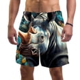 thumbnail image 1 of luoweisi Men's Beach Shorts Quick Dry Swim Trunks with Mesh Lining Abstract Rhinoceros L, 1 of 5