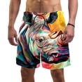 thumbnail image 1 of luoweisi Men's Beach Shorts Quick Dry Swim Trunks with Mesh Lining Abstract Rhinoceros L, 1 of 5