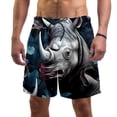 thumbnail image 1 of luoweisi Men's Beach Shorts Quick Dry Swim Trunks with Mesh Lining Abstract Rhinoceros L, 1 of 5