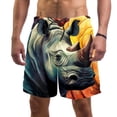 thumbnail image 1 of luoweisi Men's Beach Shorts Quick Dry Swim Trunks with Mesh Lining Abstract Rhinoceros L, 1 of 5