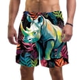 thumbnail image 1 of luoweisi Men's Beach Shorts Quick Dry Swim Trunks with Mesh Lining Abstract Rhinoceros L, 1 of 5