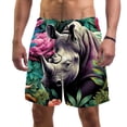 thumbnail image 1 of luoweisi Men's Beach Shorts Quick Dry Swim Trunks with Mesh Lining Abstract Rhinoceros M, 1 of 5