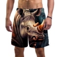 thumbnail image 1 of luoweisi Men's Beach Shorts Quick Dry Swim Trunks with Mesh Lining Abstract Rhinoceros S, 1 of 5