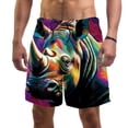 thumbnail image 1 of luoweisi Men's Beach Shorts Quick Dry Swim Trunks with Mesh Lining Abstract Rhinoceros S, 1 of 5