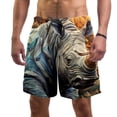 thumbnail image 1 of luoweisi Men's Beach Shorts Quick Dry Swim Trunks with Mesh Lining Abstract Rhinoceros S, 1 of 5