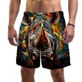 thumbnail image 1 of luoweisi Men's Beach Shorts Quick Dry Swim Trunks with Mesh Lining Abstract Rhinoceros S, 1 of 5
