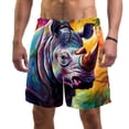 thumbnail image 1 of luoweisi Men's Beach Shorts Quick Dry Swim Trunks with Mesh Lining Abstract Rhinoceros S, 1 of 5