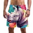 thumbnail image 1 of luoweisi Men's Beach Shorts Quick Dry Swim Trunks with Mesh Lining Abstract Rhinoceros S, 1 of 5