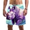thumbnail image 1 of luoweisi Men's Beach Shorts Quick Dry Swim Trunks with Mesh Lining Abstract Rhinoceros S, 1 of 5